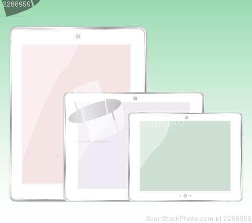 Image of a tablet pc set on green background