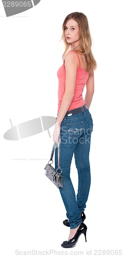 Image of Beautiful woman with bag