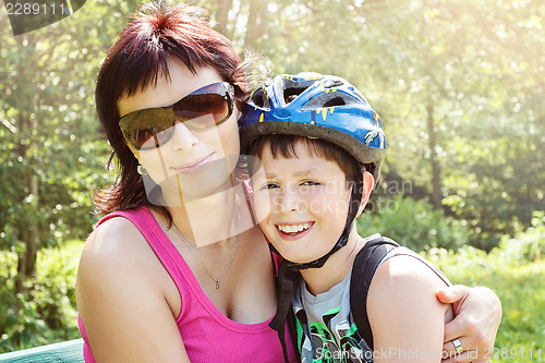 Image of Mother and her son outdoor