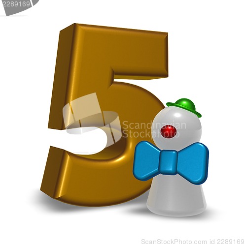 Image of number five and clown