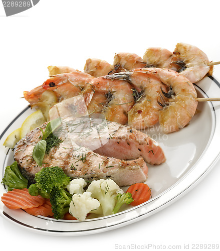 Image of Grilled Salmon And Shrimps