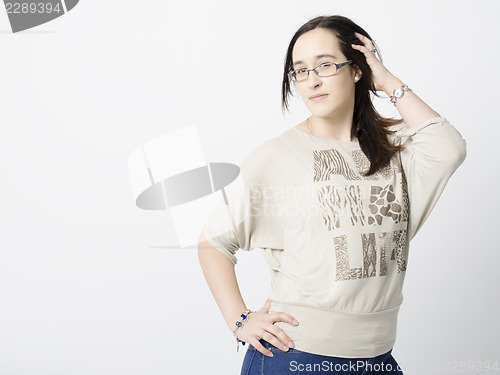 Image of real woman with glasses