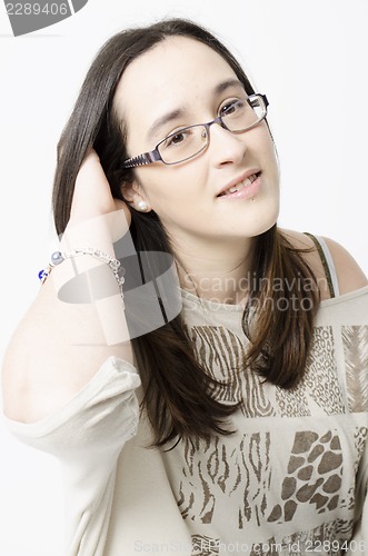 Image of real woman with glasses