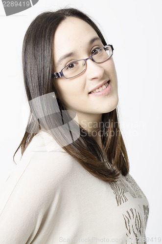 Image of real woman with glasses