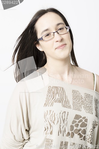 Image of real woman with glasses