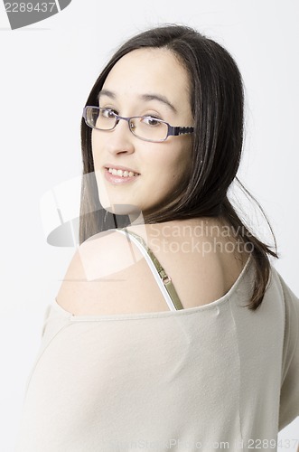 Image of real woman with glasses