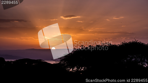 Image of Sunrise over lake Langano