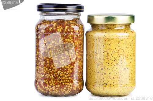 Image of Glass jars with mustard