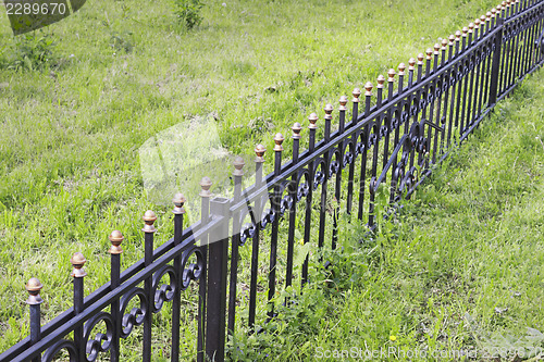 Image of Metal fence on a grassy glade