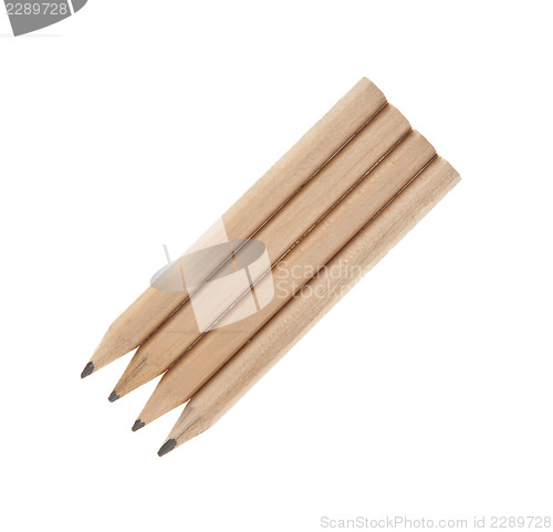 Image of Four short pencils isolated