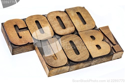 Image of good job exclamation in wood type