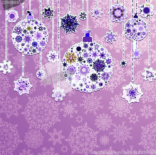 Image of Christmas purple with baubles. EPS 8