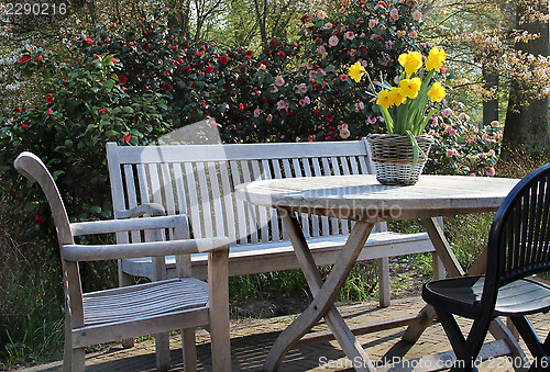 Image of Beautiful terrace with a lot of flowers