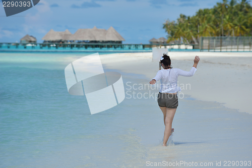 Image of happy woman enjoy  summer time