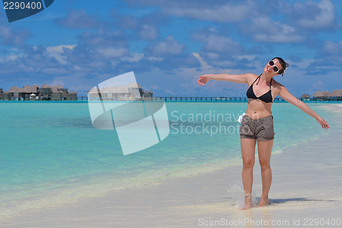 Image of happy woman enjoy  summer time