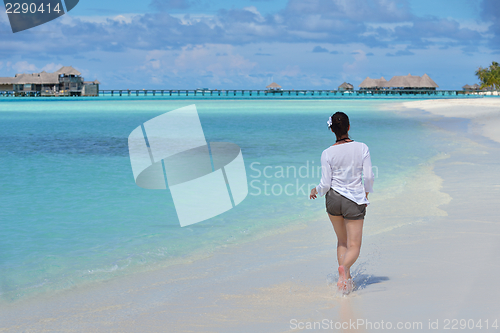 Image of happy woman enjoy  summer time