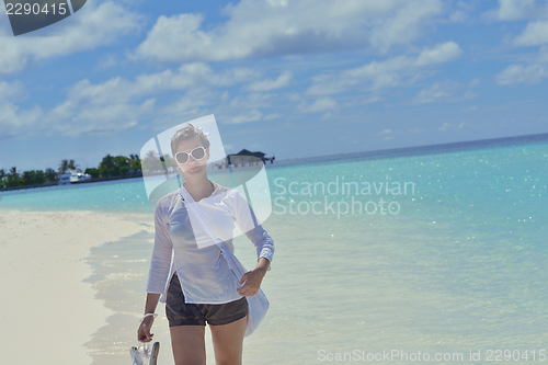 Image of happy woman enjoy  summer time