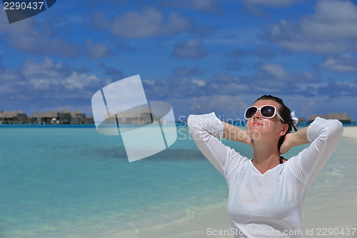 Image of happy woman enjoy  summer time