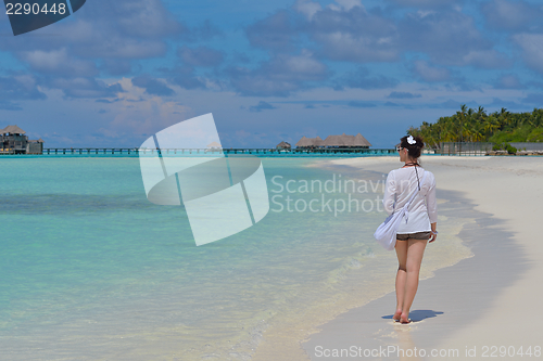 Image of happy woman enjoy  summer time