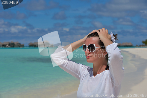 Image of happy woman enjoy  summer time