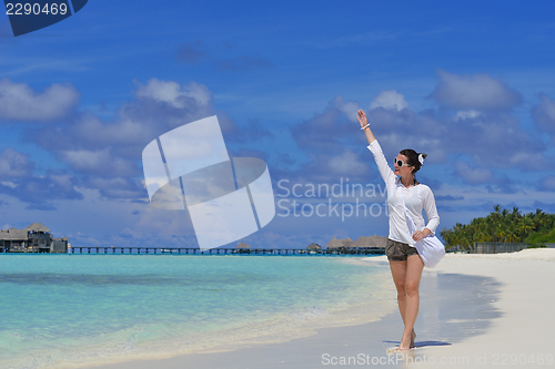 Image of happy woman enjoy  summer time