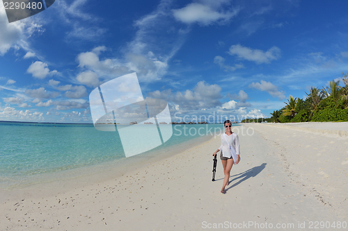 Image of happy woman enjoy  summer time