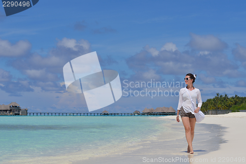 Image of happy woman enjoy  summer time