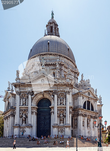 Image of ITALY, VENICE - JULY 2012: Santa Maria Della Salute church on July 16, 2012 in Venice. Church was building in honour of escape f