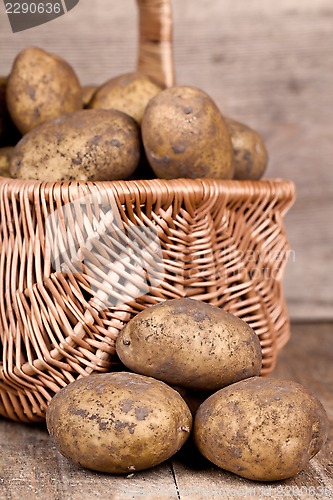 Image of basket with fresh potatoes