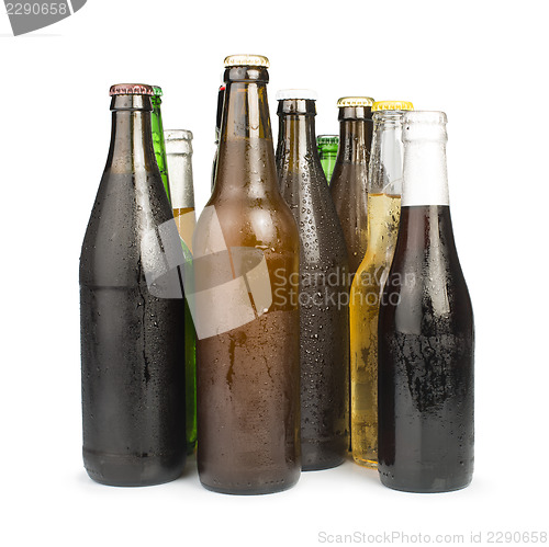 Image of Group of Beer bottles isolated studio shot