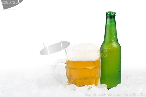 Image of Bottle of beer and beer mug