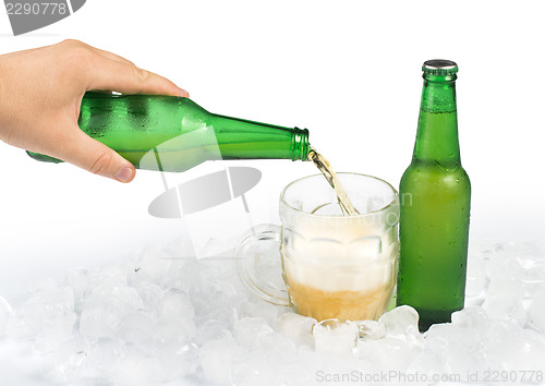 Image of Bottle of beer and beer mug