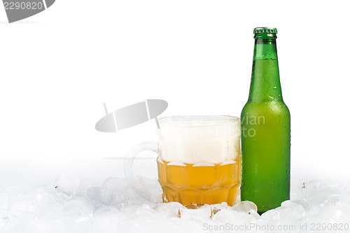 Image of Bottle of beer and beer mug