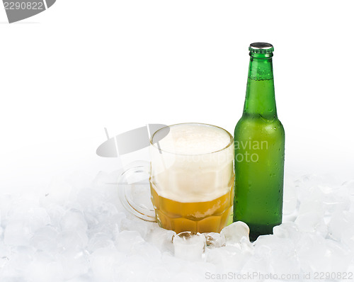 Image of Bottle of beer and beer mug