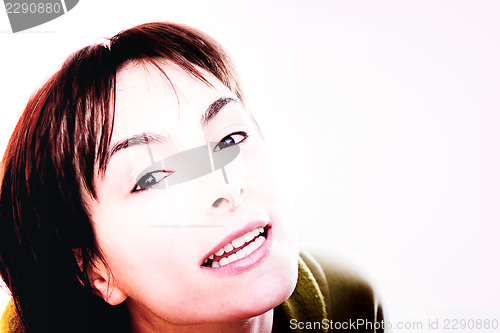 Image of Young woman in bed