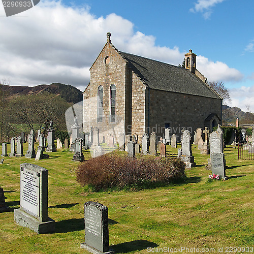 Image of Laggan churchyard, Scotland in spring