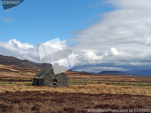 Image of Ruined building in Glen Banchor, Scotland in spring