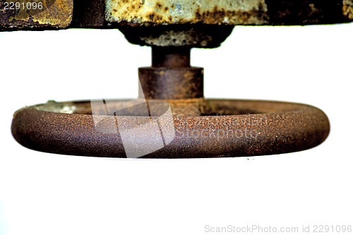 Image of  wheel of an old band-saw