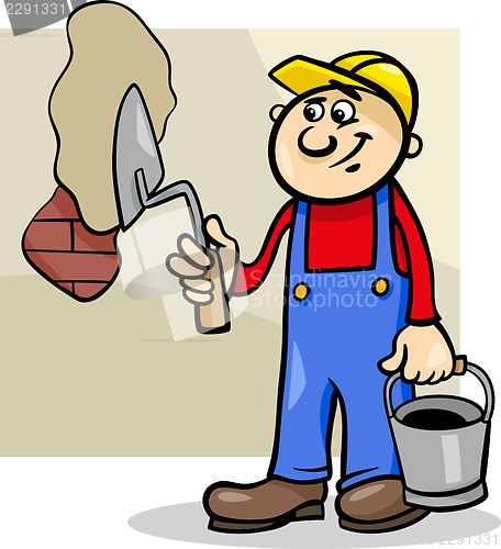 Image of worker with trowel cartoon illustration