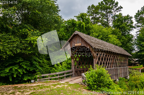 Image of old wooden covered bridge in alabama