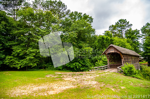 Image of old wooden covered bridge in alabama