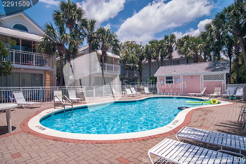 Image of pool and cottages