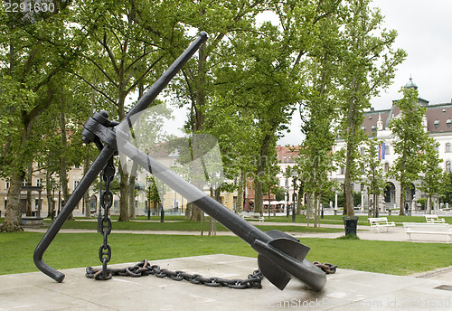Image of Anchor Monument in Congress Square Park Ljubljana Slovenia