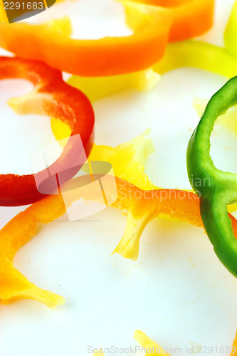 Image of slices of colorful sweet bell pepper 