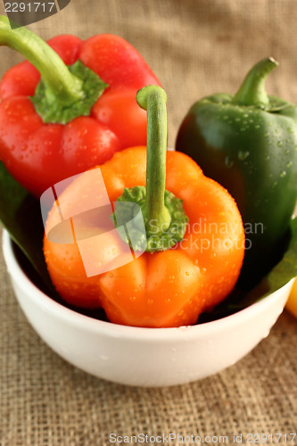 Image of Red, Orange and Yellow sweet pepper 