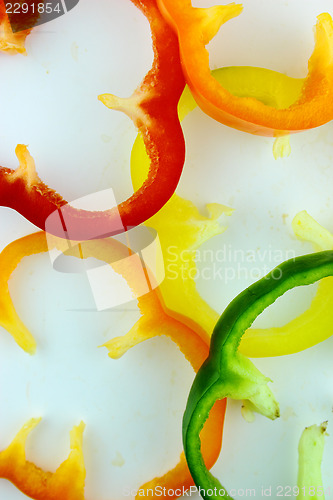 Image of slices of colorful sweet bell pepper 