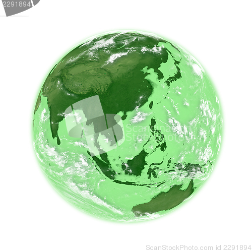 Image of Southeast Asia on green Earth