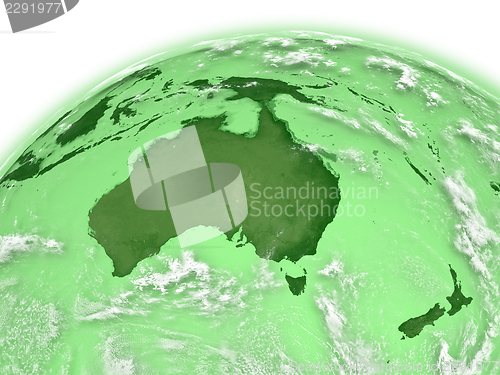 Image of Australia on green Earth