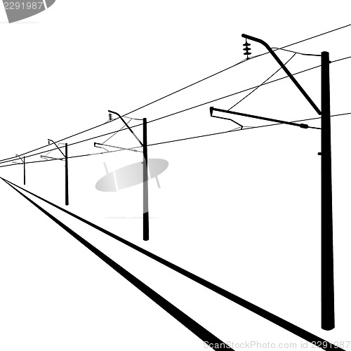 Image of Railroad overhead lines. Contact wire. Vector illustration.