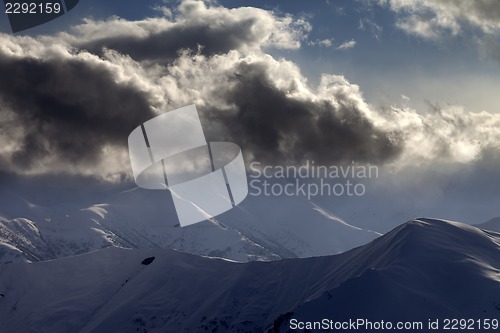 Image of Evening mountain and sunlight clouds